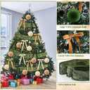 Syhood 15 Pcs 3.15" Christmas Velvet Balls Ornaments with 30 Flocked Bows 1 Vintage Ribbon Velvet Neutral Christmas Tree Decoration for Xmas Holiday Decor(Green/Khaki/White)