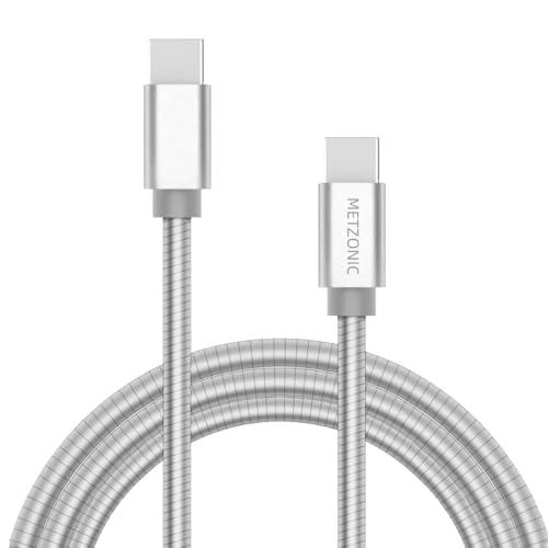 METZONIC USB C Cable, Type C to Type C Metal Braided Charging Cable 3.3ft PD 65W Fast Charge Data Sync Transfer Cord