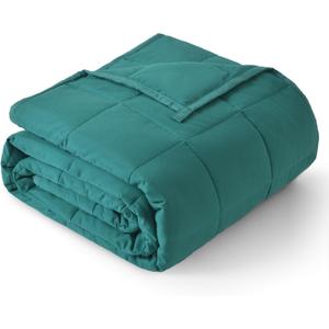 Topblan Weighted Blanket for Adults 15lbs, Soft Cooling Breathable Weighted Throw for Sleeping, Washable Heavy Blanket with Glass Beads for Winter, Sofa Bed, 48"x72" Twin Size (Dark Green)