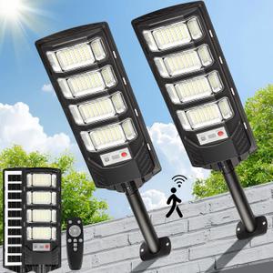 Solar Flood Lights Outdoor LED: 2 Pack Solar Street Lights Outdoor Waterproof Dusk to Dawn 12000 Lumen Solar Powered Wall Mount Lamp Motion Sensor Security Remote Control for Yard Parking Driveway