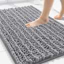Smiry Bathroom Rugs Mat 30x20, Extra Soft Absorbent Chenille Bath Rugs, Non Slip Rubber Backing Machine Washable Quick Dry Bath Mats for Bathroom Floor, Tub, Shower, Home Decor Accessories, Grey