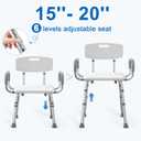 HOMLAND Shower Chair for Inside Shower with Arms and Back, 500 lbs Heavy Duty Shower Seat for Bathtub, Height Adjustable Safety Bath Seat for Elderly, Adults, Handicap and Disabled, White