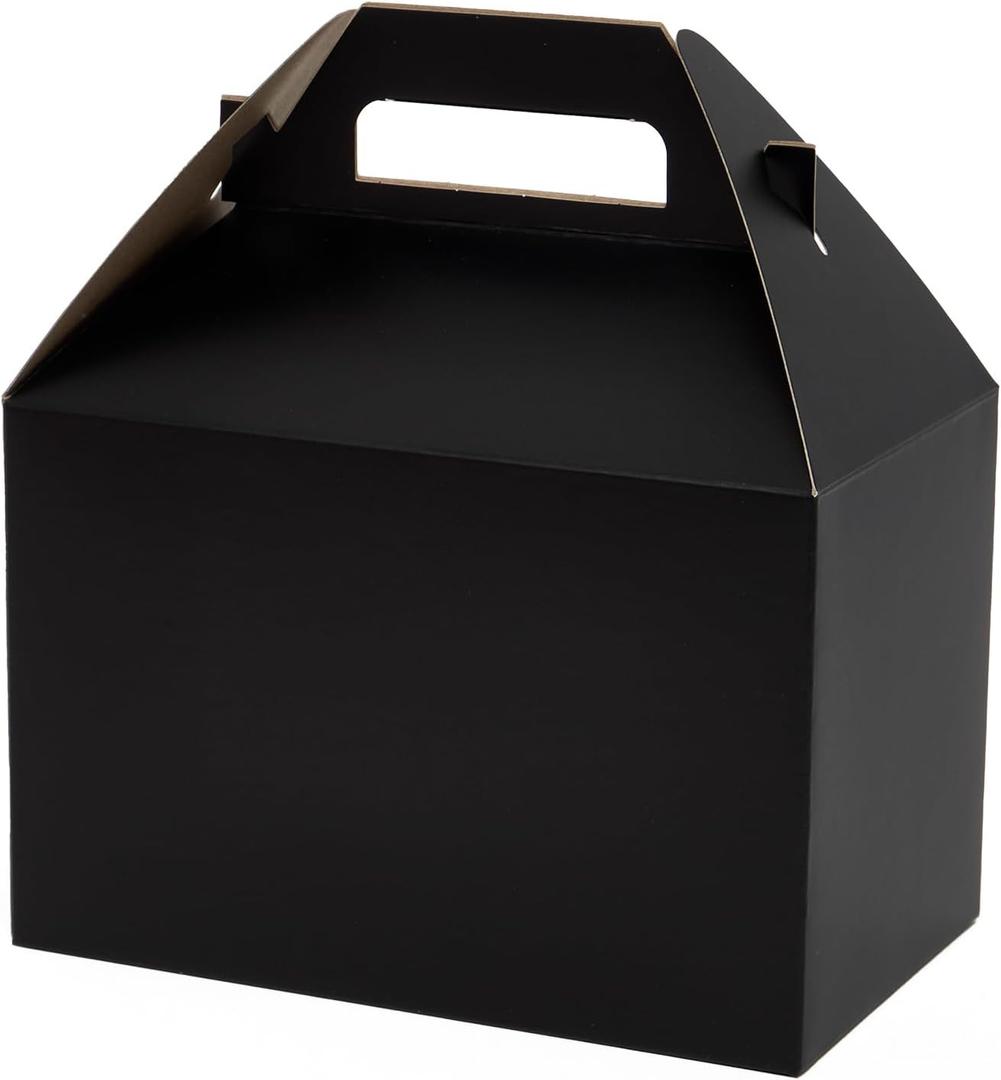Paper Mart Black Gable Boxes for Party Favors, Pack of 100 Large Decorative Boxes, 9 x 6 x 6 Inches, Midnight Black Treat Packaging