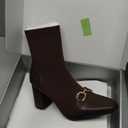 NEWBELLA Women's Vintage Ankle Boots with Chain Detail, Classic Style,Brown 8