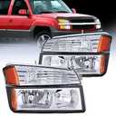 Nilight Headlight Assembly for 2002 2003 2004 2005 2006 Chevy Avalanche with Body Cladding Pickup Truck Replacement Headlamp Chrome Housing Amber Reflector Driver and Passenger Side