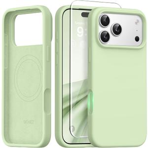 GONEZ Magnetic for iPhone 17 Pro Max Case, [Compatible with MagSafe] Anti-Scratch Microfiber Lining & Screen Protector, Silicone Camera Control, Shockproof Slim Phone Cover 6.9 inch, Green