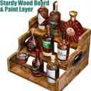 KLM Liquor Bottle Display Shelf, Coffee Syrup Rack Organizer, 3 Step Countertop Liquor Wine Rack, mini bar,liquor cabinet, Home Retro Bar Shelf Stand for Liquor Whiskey, Spirits