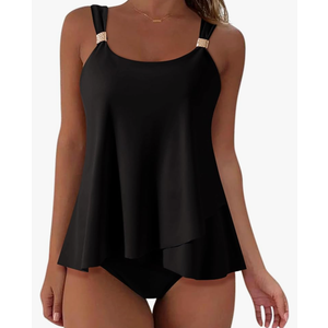 SUUKSESS Women Ruffle High Waisted Tankini Swimsuit Tummy Control Bathing Suit, 3XL