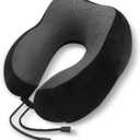 1pc Travel Pillow for Airplane Memory Foam Neck Pillow, Soft & Support Travel Pillow with Storage Bag for Travelling, Sleeping Rest, Car, Train and Home Use(Black)