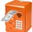 Piggy Bank Electronic Mini ATM for Kids Baby Toy, Safe Coin Banks Money Saving Box Password Code Lock for Children,Boys Girls Best Gift (Orange)