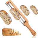 Upgraded Adjustable Bread Slicer - Professional Bread Knife with Thickness Guide, Effortlessly Slices Crusty Sourdough, Soft Loaves & Baguettes, No-Crush Serrated Blade