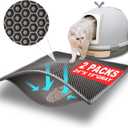 Pieviev 2 Packs Cat Litter Mat Double Layer Waterproof Urine Proof Trapping Mat (24"X15", Gray)