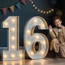 imprsv Marquee Numbers 16 Birthday Decorations: Large Light Up Numbers Sweet 16 Years Old Birthday Decor for Girl Boy Big Sign Party Anniversary Cardboard Backdrop Signs Blocks Balloons