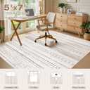 Kakania 5x7 Washable Area Rug: Non Slip Soft Thin Carpet, Boho Geometric Modern Decor, Easy Clean Indoor Floor Rugs for Living Room Bedroom Kids Dorm Office Dining - Brown