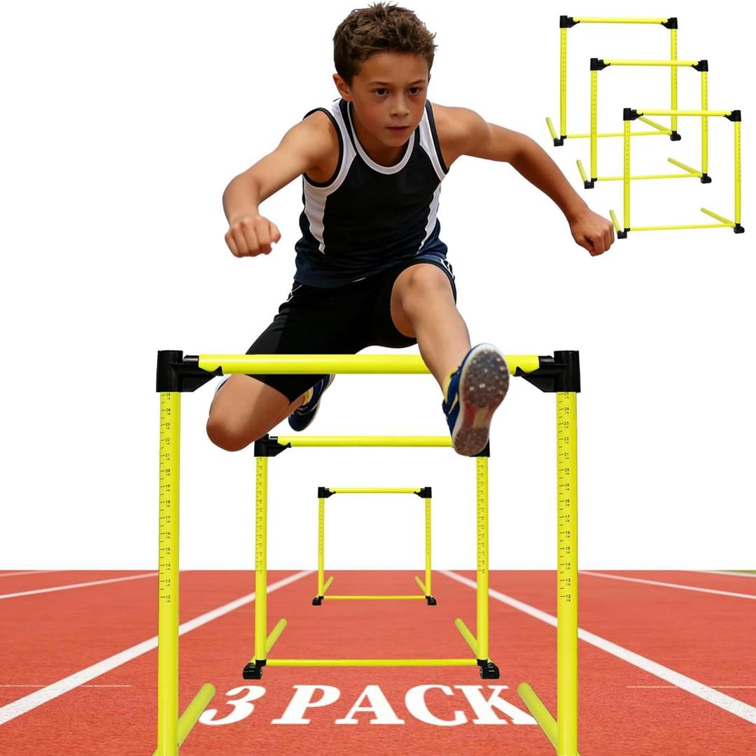 3 Pack Adjustable Height Hurdles Training Equipment, Agility Speed Jumping Training Equipment for Basketball Soccer Football Dogs, Indoor & Outdoor, Detachable Hurdles Track and Field(Green)