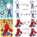 24 Sheets Cute Superhero Stickers for Kids Make Your Own Movie Sticker Make a Face Stickers for Teens Girls Boys, Classroom Rewards Movies Themed Art Craft Party Supplies (Superhero)