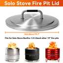 Fire Pit Lid for Solo Stove Bonfire 2.0, 19.5" 304 Stainless Steel Round Lid for SoloStove Accessories Bonfire and Other 19.5 inch Outdoor Firepit with Heat Resistant Handle