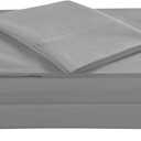 ELINEN Twin Size Percale Bed Sheets, 200 Thread Count Cotton Polyester Blend Sheet Set,Wrinkle Free,Breathable,Crisp Refreshing Feeling, 60 Cotton 40 Polyester Cotton Rich Sheets 3 PC(Light Gray,Twin)