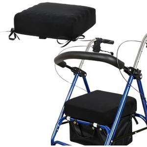 Rollator Walker Seat Cushion for Seniors Memory Foam Pad with Adjustable Straps Washable Breathable Cover Support Cushion for Elderly Walker Seat Accessories 12x12x3.5 Inch(Black)