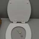 Mayfair Linden Slow Close Toilet Seat, Non Slip Heavy Duty Wood, Easy Install, Elongated, White