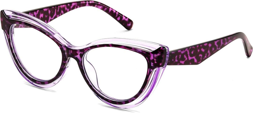 FEISEDY Blue Light Blocking Glasses Women Vintage Cat Eye Frame Anti Fatigue B0169 (Purple Tortoise)