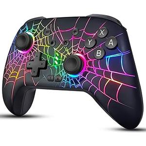 RJAD Switch Controllers for Nintendo Switch/OLED/Lite, Wireless Switch Pro Controller with 10 Colors Light, 1000mAh Rechargeable Switch Turbo Control with Vibration, 6-Axis Gyro, Turbo, Wake Up