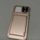 Vihibii for iPhone 13 Pro Max/iPhone 12 Pro Max Case with Card Holder (4 Cards), [RFID Blocking] & Slide Lens Camera Cover, Military Grade Drop Protection, Heavy Duty Wallet Phone Case, Rose Gold