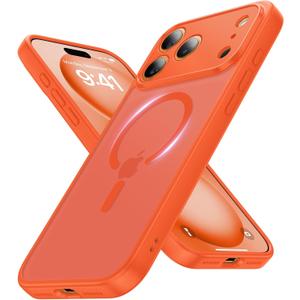 Faiono Magnetic for iPhone 17 Pro Case [Full Camera Protection][Military-Grade Protection][Compatible with MagSafe] Shockproof Protective Slim Phone Case for iPhone 17 Pro, Orange