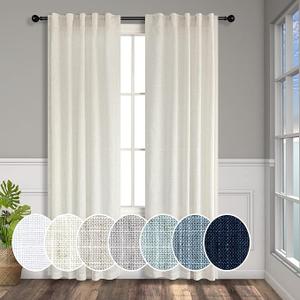 Pitalk Cream Curtains 38 Inch Width for Living Room 2 Panel Back Tab Rod Pocket Natural Linen Light Filter Semi Sheer Long Skinny Curtain for Windows Door Bedroom Farmhouse Decor Ivory Wide 38x84 Long