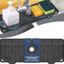 Silicone Faucet Handle Drip Catcher Tray Mat, Silicone Faucet Mat, Dish Soap Sponge Holder for Kitchen Sink Accessories, Drying Mat for Kitchen Counter & Bathroom Kitchen Sink Splash Guard (Black) (Black(1Pack): 14.25"x5.35")