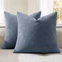 MIULEE Dark Grey Blue Couch Pillow Covers 18x18 Inch, Set of 2 Soft Chenille Decorative Square Throw Pillow Covers Farmhouse for Sofa Living Room Bed