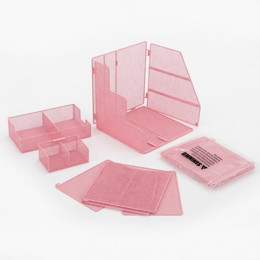 Pink mesh table desk organizer, Office, 9*5 in