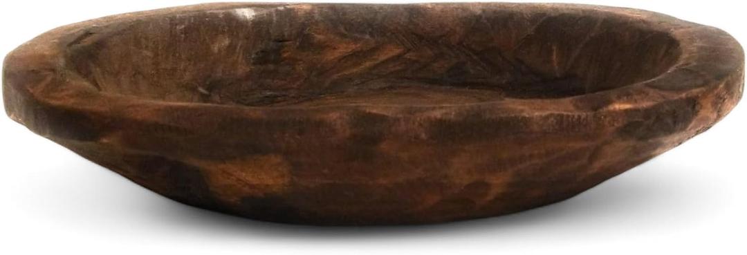 9"10" Dark Farmhouse Brown Mini Dough Bowl Small Wood Decorative Bowl - The Itty Bitty Bowl Dark Farmhouse Brown