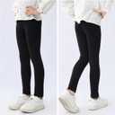 Girls'Leggings Comfortable Stretchy Footless Girls Pants Kids Soft Pull On Warm Tights Black Black for 11-12Years