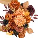 Serwalin Artificial Orange & Black Flowers, Silk Fake Flowers for DIY Wedding Bouquets Cake Flower, Harvest Table Centerpieces Birthday Party Home Halloween Decorations (Grand)