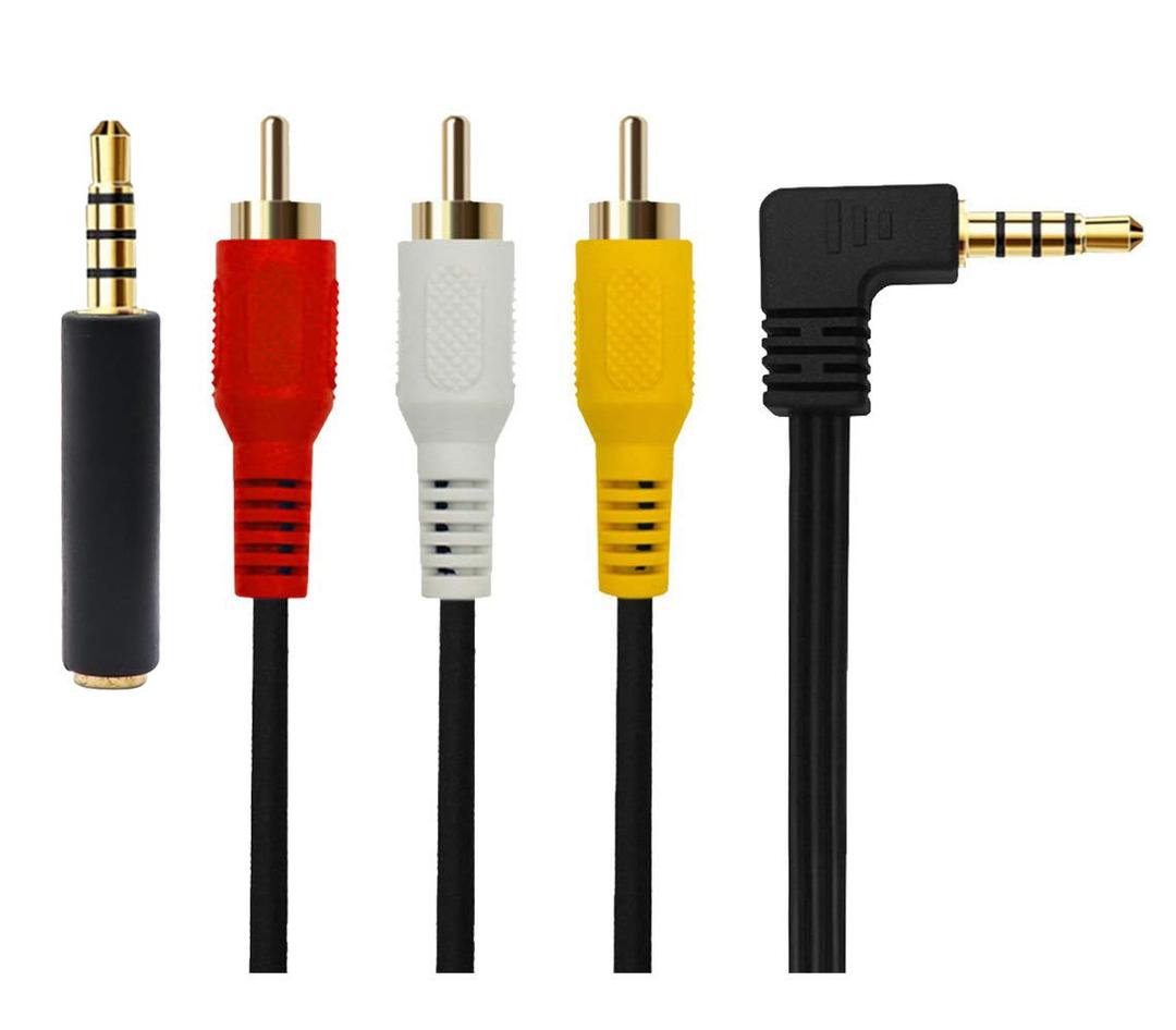 QiCheng&LYS 3.5 mm to RCA AV Camcorder Video Cable,3.5mm Male to 3RCA Male Stereo Audio Video AUX Cable Smartphones,MP3, Tablets,Speakers,Home Theater - 3.5mm Elbow 1m