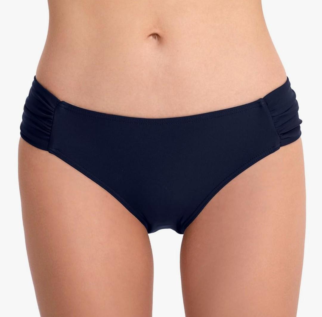 Women's Bathing Suit Bottoms Full Coverage Ruched Bikini Tankini Bottom Swimsuit Brief (Blue, Medium)