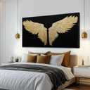 Black and Gold Pictures Wall Deocr Abstract Bird Painting Textured Canvas Art for Living Room Bedroom Office 24"x 48" Neutral Framed Artwork
