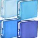 Locmeo 4 Pack TSA Approved Travel Toiletry Bags Frosted Translucent Leak-proof Cosmetic Makeup Bags for Women Men Travel Organizer Airport Security(Blue, 8.5 x 6.3 x 2.9 Inch)