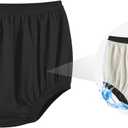 Adult Diaper Cover for Incontinence Noiseless Leak-Protection Underwear Plastic Pants Over Diapers Waterproof Rubber Pants (Black, L(Men Size))