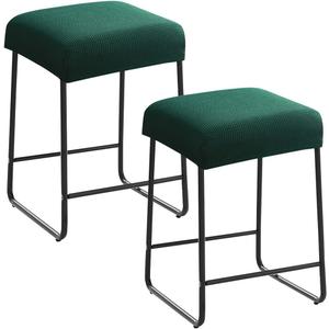 Levoberg Bar Stool Cover Rectangle Stretch Vanity Stool Cover Counter Height Barstool Slipcovers Rectangular Kitchen Counter Saddle Seat Cover for Wooden Metal Bench Set of 2 Dark Green