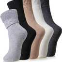 Velice Winter Warm Thermal Socks for Women Extra Thick Insulated Heated Crew Boot Socks for Cold Weather 5 Pairs (One Size, Solid Color)