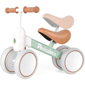 PerKidern Baby Balance Bike for 1-3 Year Old Boys Girls, 12-36 Month Toddler Balance Bike, 4 Wheels Baby Bike Toddler First Birthday Gifts (green)