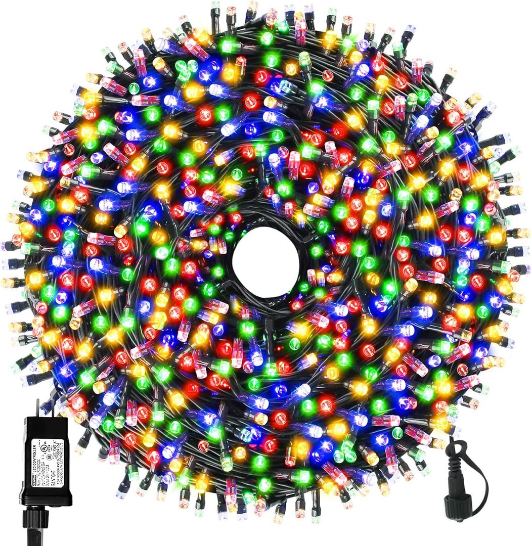 328FT 1000LEDs Christmas Lights Outdoor Indoor 8 Modes for Christmas Tree Party Decoration, 100% UL Listed (Multicolor)