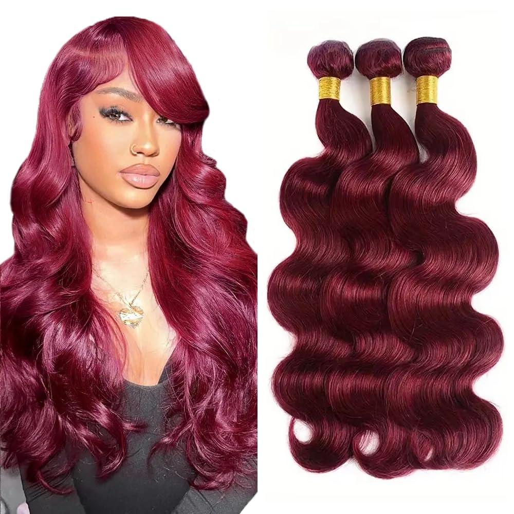 Burgundy Bundles 99j Body Wave Human Hair 3 Bundles 18 18 18 inch Brazilian Remy Red Bundle Hair Extensions