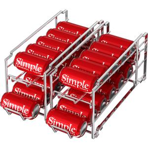 Simple Houseware Stackable Front Loading Beverage Can Dispenser Rack, Chrome - 2 Pack
