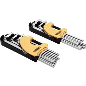 MOUNT 21PCS Long Arm Hex Key Set, Cr-V Alloy Steel, Hinged Carry Case for Easy Organization, Metric/SAE Sizes, Tool Kit for Home & Vehicle Maintenance