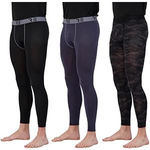 Real Essentials 3 Pack: Men's Active Compression Pants - Workout Base Layer Tights Running Leggings, 3XL