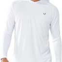 NORTHYARD Men's UPF 50+ Hoodie Shirts Long Sleeve Sun Protection Fishing Swim Beach UV SPF Rash Guard Quick Dry Lightweight (Large, White)