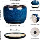 SQOWL 10 Inch Plant Pot - Ceramic Planter Pot with Drainage Hole and Saucer, Decorative Plant Pot for Indoor Outdoor Plants, Round Large Planter Flower Pot, Blue